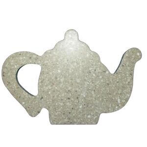 Teapot shaped trivet cheese plate cutting board decor faux stone granite look